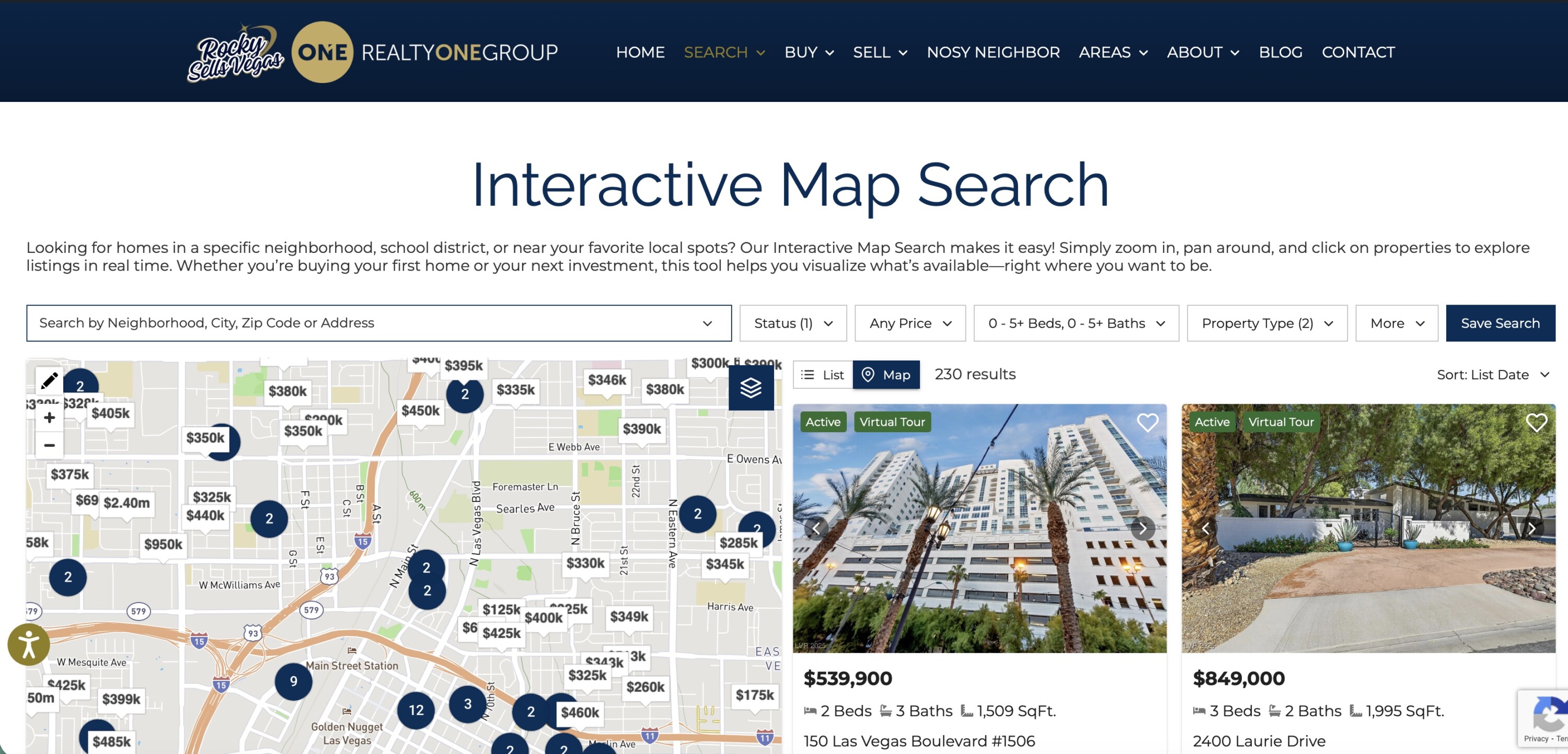 Search properties on rockysellsvegas. Com